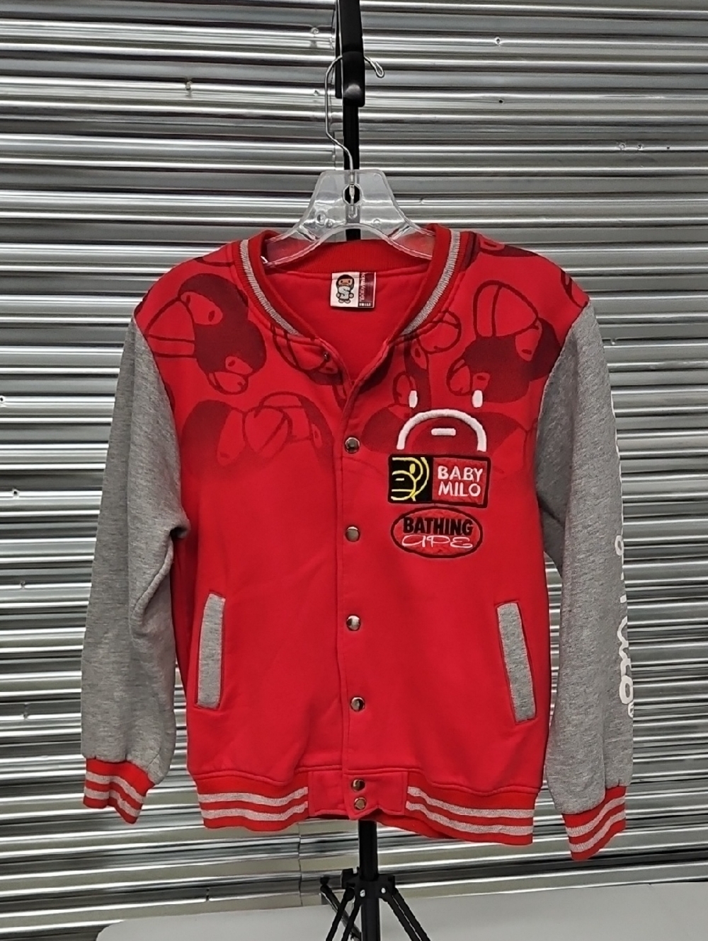 Baby Milo Kids' Red & Gray Baseball Jacket